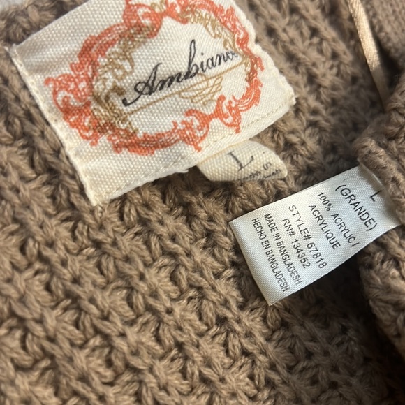 Ambiance Knit Tan Dark Beige Large Duster Long Cardigan - Picture 4 of 4